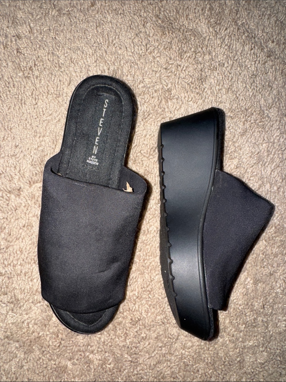 Steve Madden Beebe Black Platform Mule Slides size 7M
